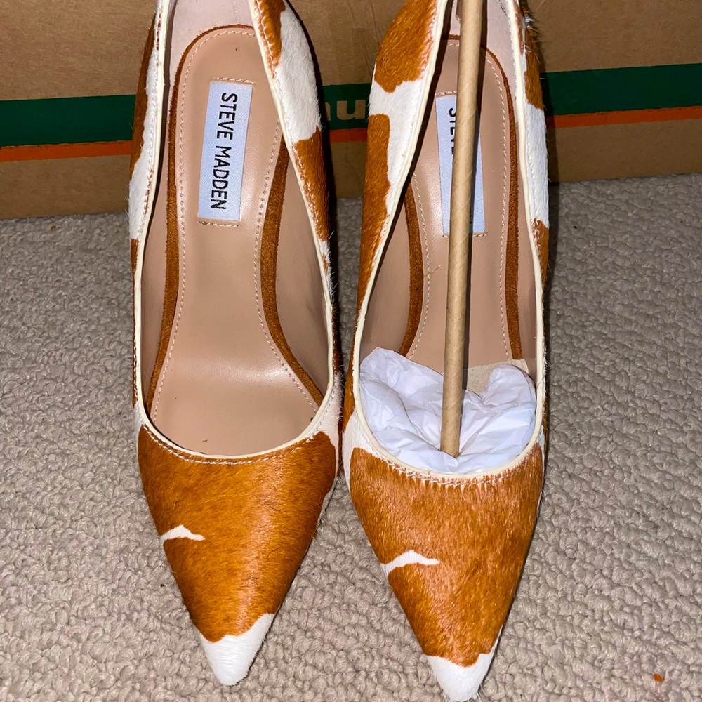 Steve Madden Vala Cow Print Pumps